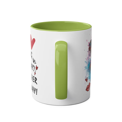 Colorful Wine Lover's Mug - "Let's Drink!" Art Design - Perfect Gift for Celebrations  Two-Tone Ceramic Mug