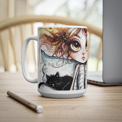 Whimsical Cat Lover Coffee Mug - 11oz & 15oz Ceramic Cups