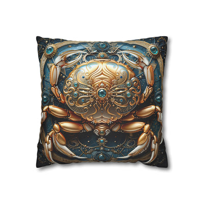 Artistic Cancer Zodiac Poly Canvas Pillowcase - Luxurious Sea-Themed Home Decor