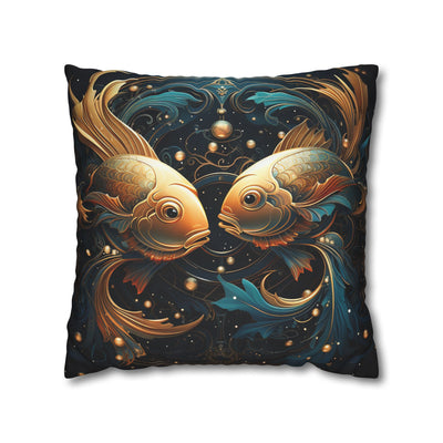 Artistic Pisces Zodiac Poly Canvas Pillowcase - Decorative Throw Cushion for Home Decor