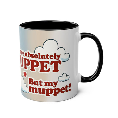 Fun Two-Tone Coffee Mug with Muppet Design - Personalised from Photo. 11 oz