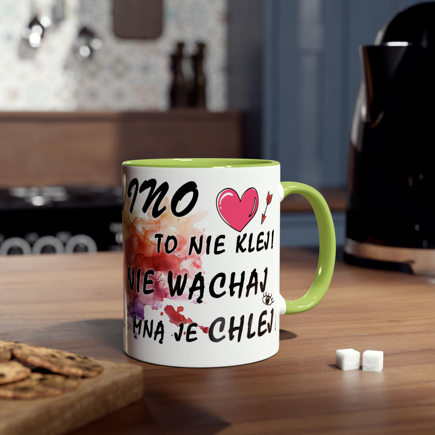 Colorful Two-Tone Coffee Mug - Fun Wine Lover Design