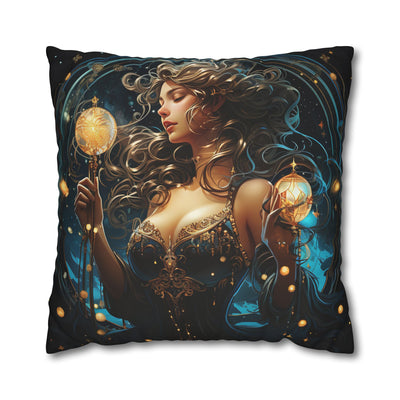 Artistic Aquarius Zodiac Pillowcase with Mystic Woman Design