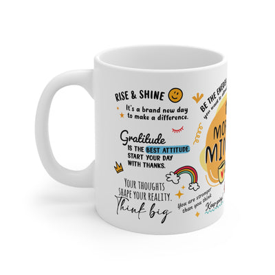Morning Mindset Afirmation White Coffee Mug, 11/15oz