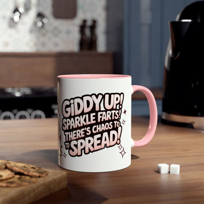 Giddy Sparkle Two-Tone Coffee Mug | 11oz Unicorn & Cat Design