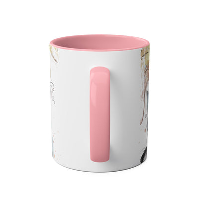 Whimsical Cat Lover's Two-Tone Coffee Mug - 11oz Artistic Design