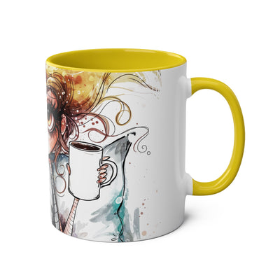 Whimsical Cat Lover's Two-Tone Coffee Mug - 11oz Artistic Design