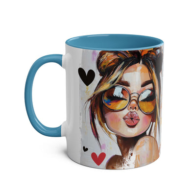 Chic Two-Tone Coffee Mug - Heart Design, Love Quote | Perfect Gift for Friends & Loved Ones