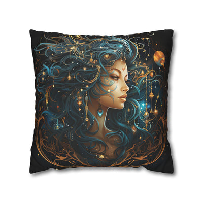 Artistic Virgo Zodiac Poly Canvas Pillowcase - Celestial Decor for Home