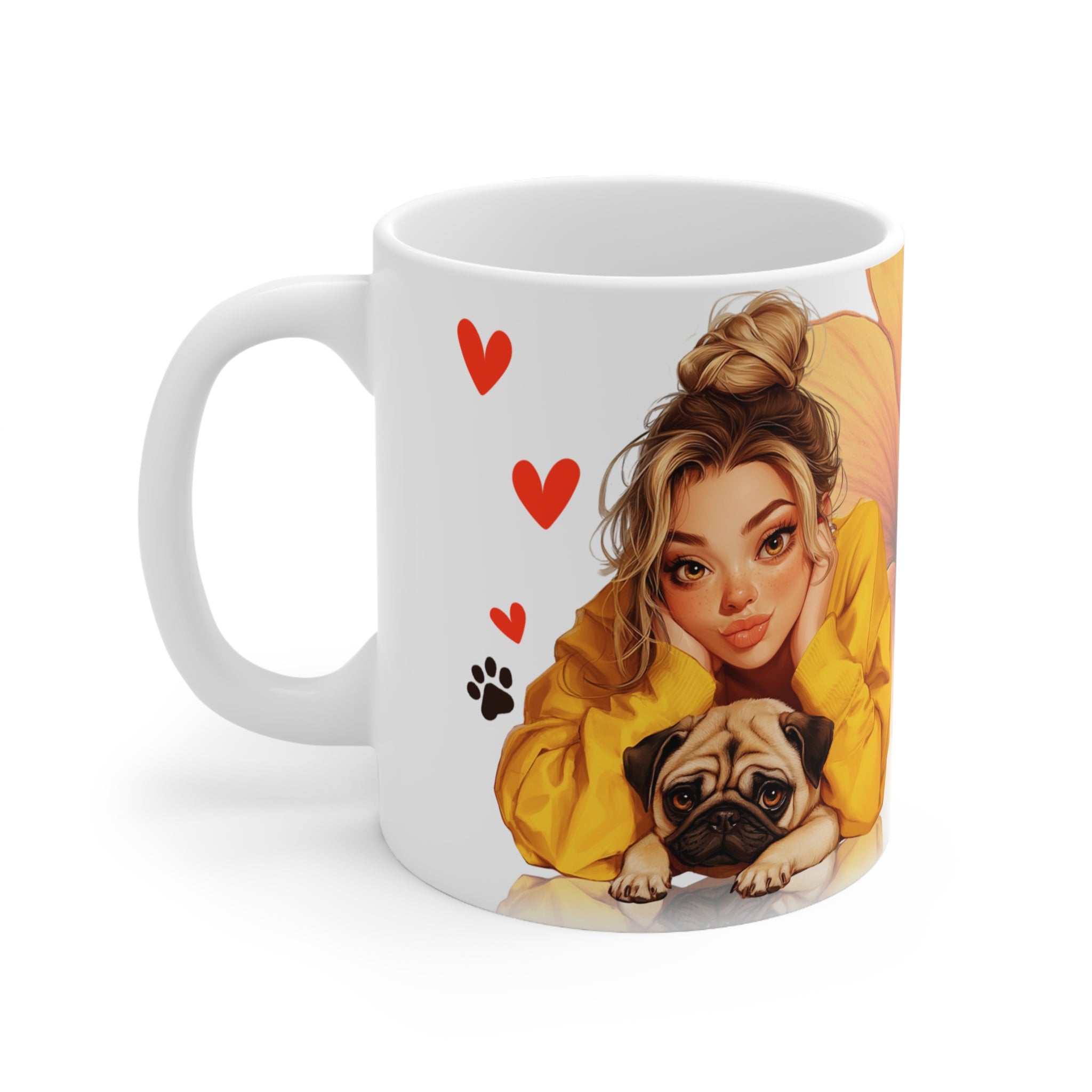 Coffee Lovers Ceramic Mug, Cute Dog Design, Coffee & Cuddles, Gift for Animal Lovers, Fun Pet-Themed Cup, 11oz & 15oz