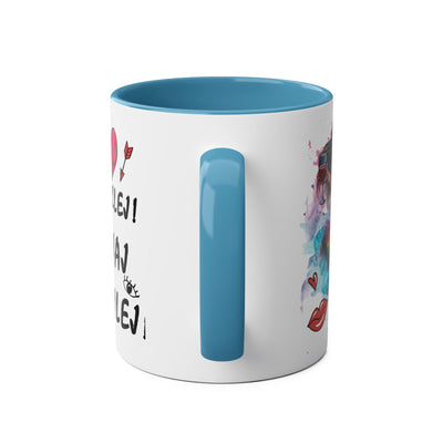 Colorful Two-Tone Coffee Mug - Fun Wine Lover Design