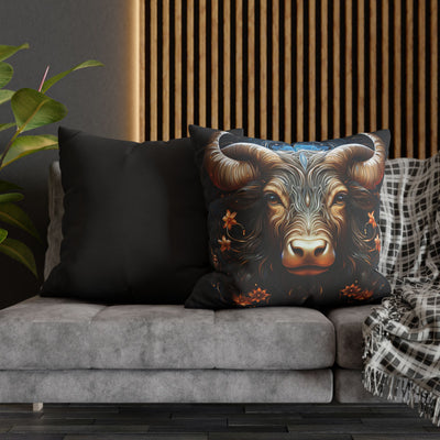 Taurus Zodiac Decorative Pillowcase - Artful Square Poly Canvas Cushion for Home Decor