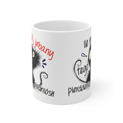 Wkurzony Kotek Biały Kubek 11oz, 15oz