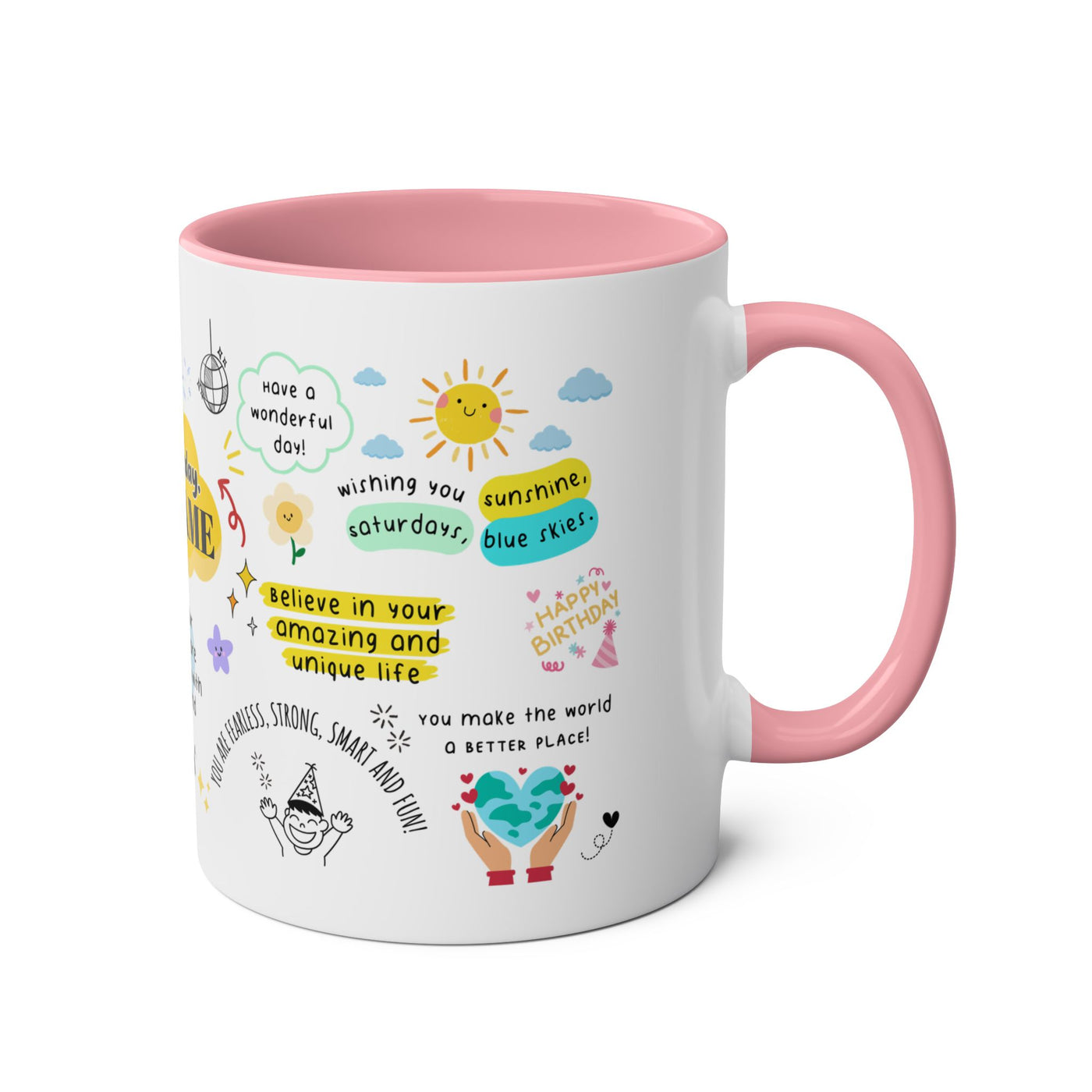 Personalized Two-Tone Birthday Coffee Mug - Celebrate with Custom Name Design