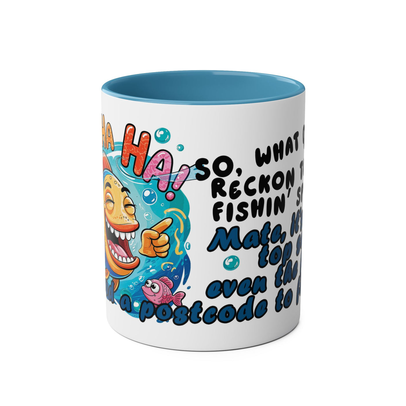 Coffee Mug - Humorous Fish-Themed Two-Tone Design, 11oz