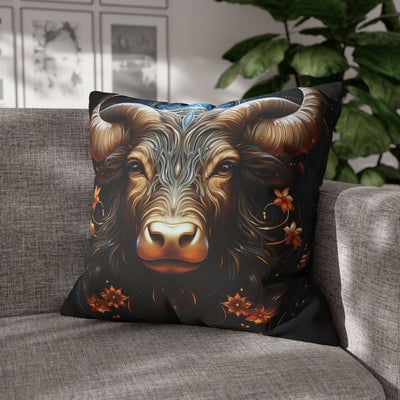 Taurus Zodiac Decorative Pillowcase - Artful Square Poly Canvas Cushion for Home Decor