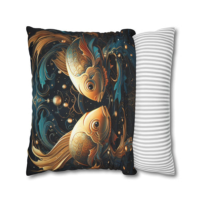 Artistic Pisces Zodiac Poly Canvas Pillowcase - Decorative Throw Cushion for Home Decor
