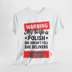 Warning Polish Wife Tee | Funny Gift for Spouses, Humor T-Shirt, Relationship Shirt, Unique Polish Pride Clothing, Everyday Wear
