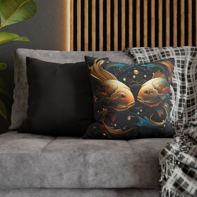 Artistic Pisces Zodiac Poly Canvas Pillowcase - Decorative Throw Cushion for Home Decor