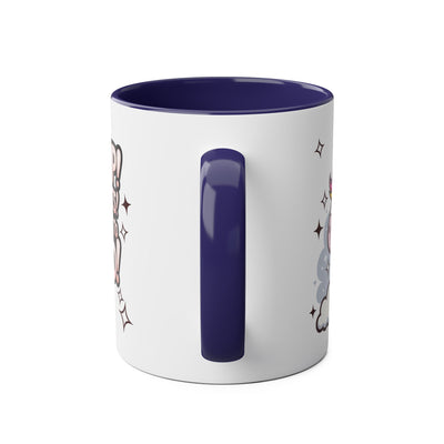 Giddy Sparkle Two-Tone Coffee Mug | 11oz Unicorn & Cat Design