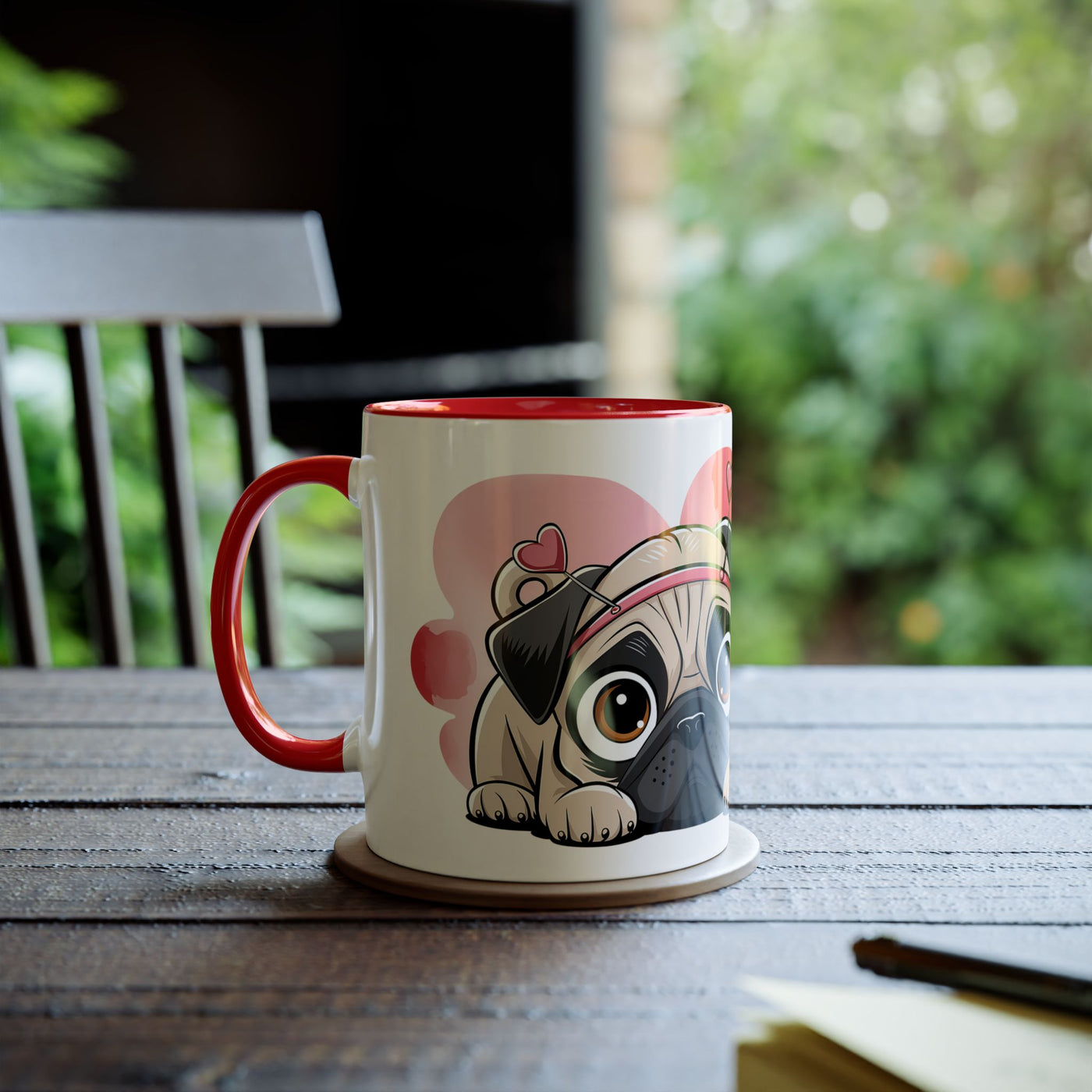 I Love You Two-Tones Mug with Cute Pug Dog