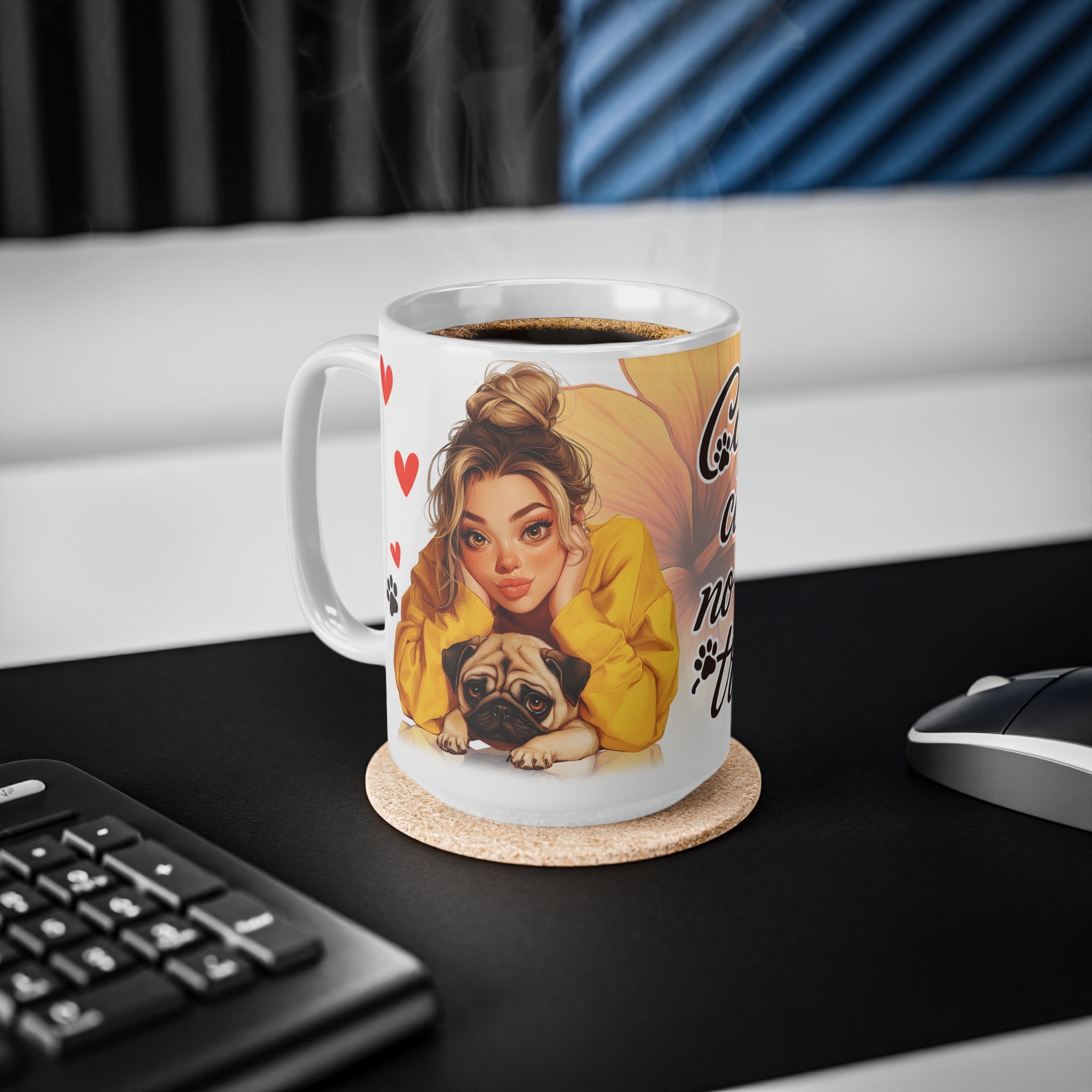 Coffee Lovers Ceramic Mug, Cute Dog Design, Coffee & Cuddles, Gift for Animal Lovers, Fun Pet-Themed Cup, 11oz & 15oz