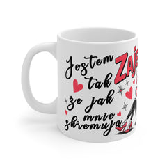 Kubek ceramiczny 330 ml – „Jestem tak zajebista, że jak mnie skremują to tylko brokat po mnie pozostanie” | humorystyczny nadruk