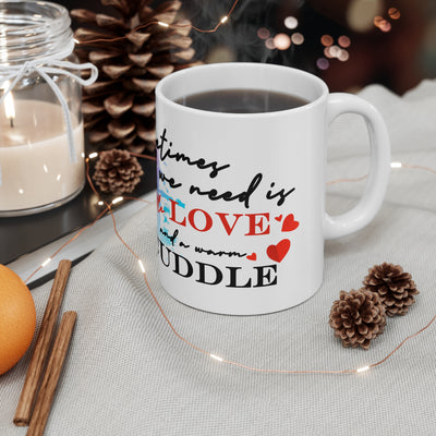 Love & Cuddles Ceramic White Coffee Mug - Cute Character Design, Perfect Gift for All Occasions
