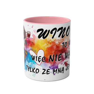 Colorful Two-Tone Coffee Mug - Fun Wine Lover Design