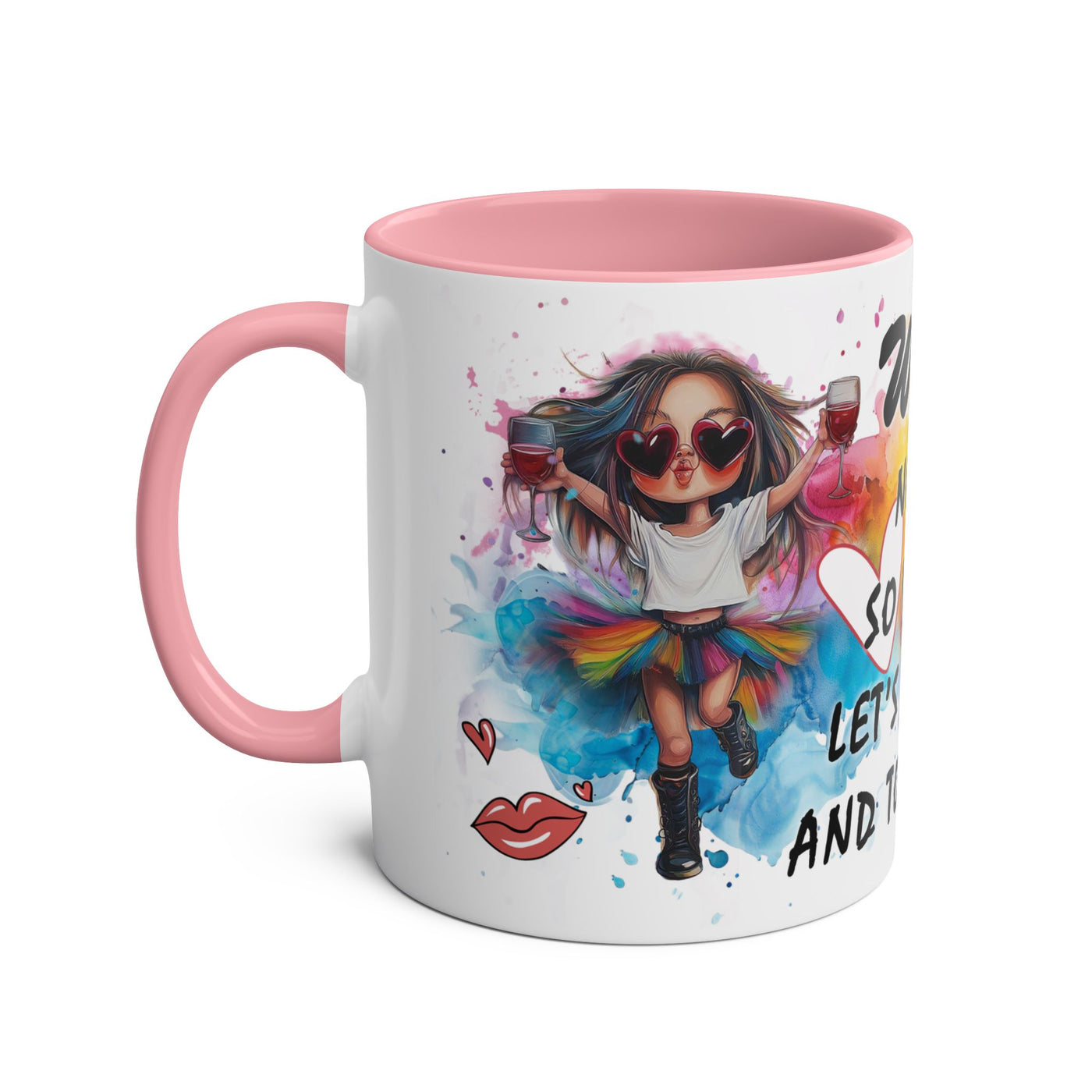 Colorful Wine Lover's Mug - "Let's Drink!" Art Design - Perfect Gift for Celebrations  Two-Tone Ceramic Mug
