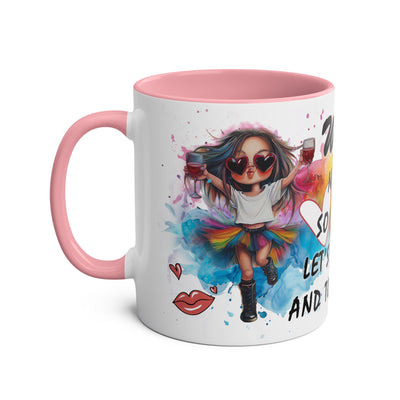 Colorful Wine Lover's Mug - "Let's Drink!" Art Design - Perfect Gift for Celebrations  Two-Tone Ceramic Mug
