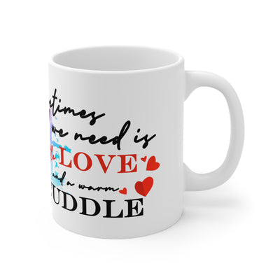Love & Cuddles Ceramic White Coffee Mug - Cute Character Design, Perfect Gift for All Occasions