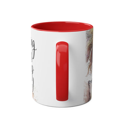 Whimsical Two-Tone Coffee Mug - "Brewing Stories" - Perfect for Book Lovers