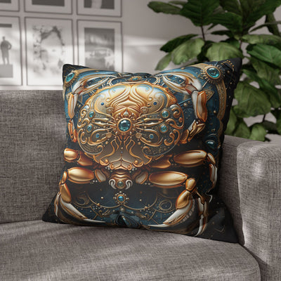 Artistic Cancer Zodiac Poly Canvas Pillowcase - Luxurious Sea-Themed Home Decor