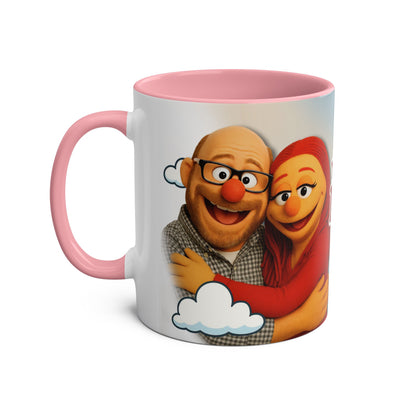 Fun Two-Tone Coffee Mug with Muppet Design - Personalised from Photo. 11 oz