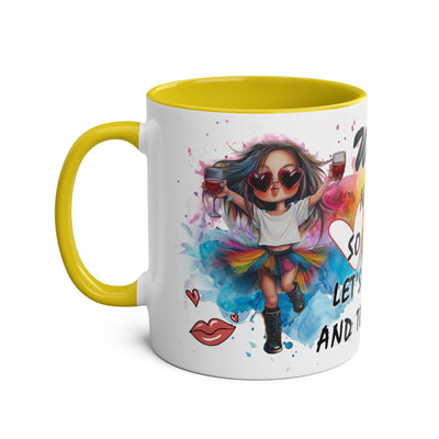 Colorful Wine Lover's Mug - "Let's Drink!" Art Design - Perfect Gift for Celebrations  Two-Tone Ceramic Mug