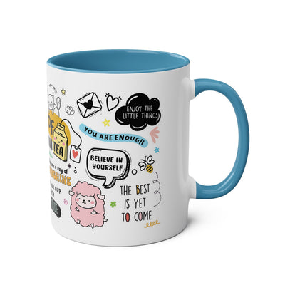 Inspirational Two-Tone Coffee Mug - 11oz - Positive Affirmations & Cute Designs