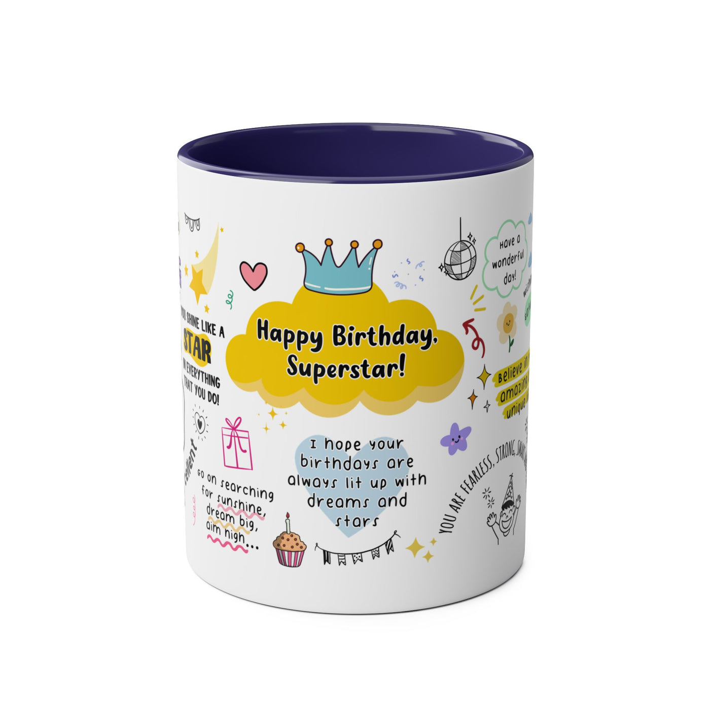 Birthday Coffee Mug - Two-Tone 11oz Cup for Celebrating Superstars