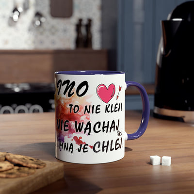 Colorful Two-Tone Coffee Mug - Fun Wine Lover Design