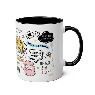 Inspirational Two-Tone Coffee Mug - 11oz - Positive Affirmations & Cute Designs