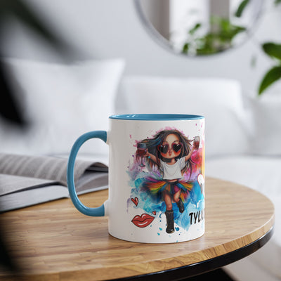 Colorful Two-Tone Coffee Mug - Fun Wine Lover Design