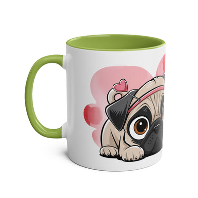 I Love You Two-Tones Mug with Cute Pug Dog