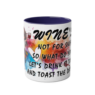 Colorful Wine Lover's Mug - "Let's Drink!" Art Design - Perfect Gift for Celebrations  Two-Tone Ceramic Mug