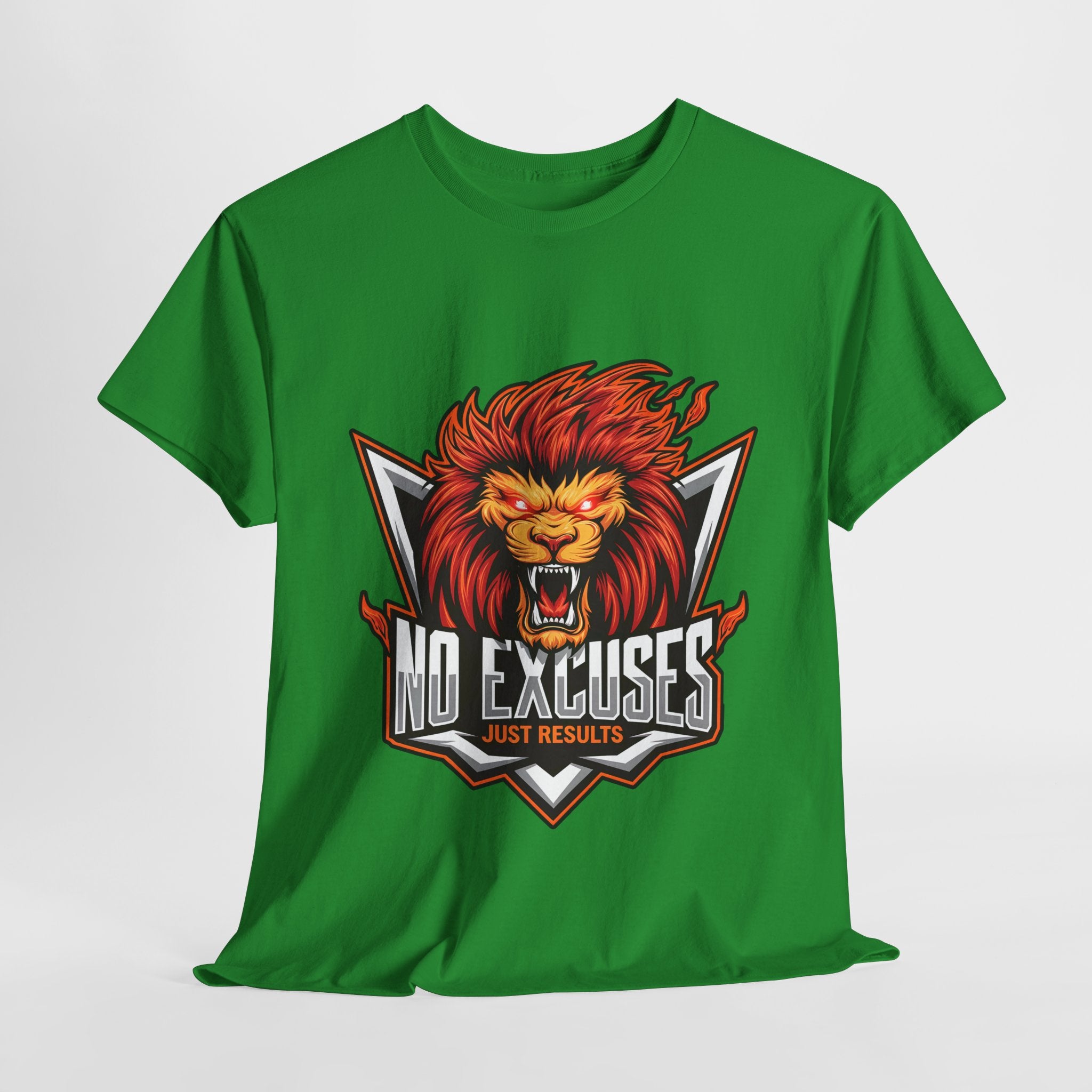 Motivational Lion Graphic Tee - 'No Excuses, Just Results'