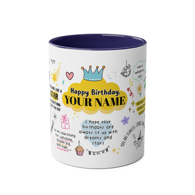 Personalized Two-Tone Birthday Coffee Mug - Celebrate with Custom Name Design