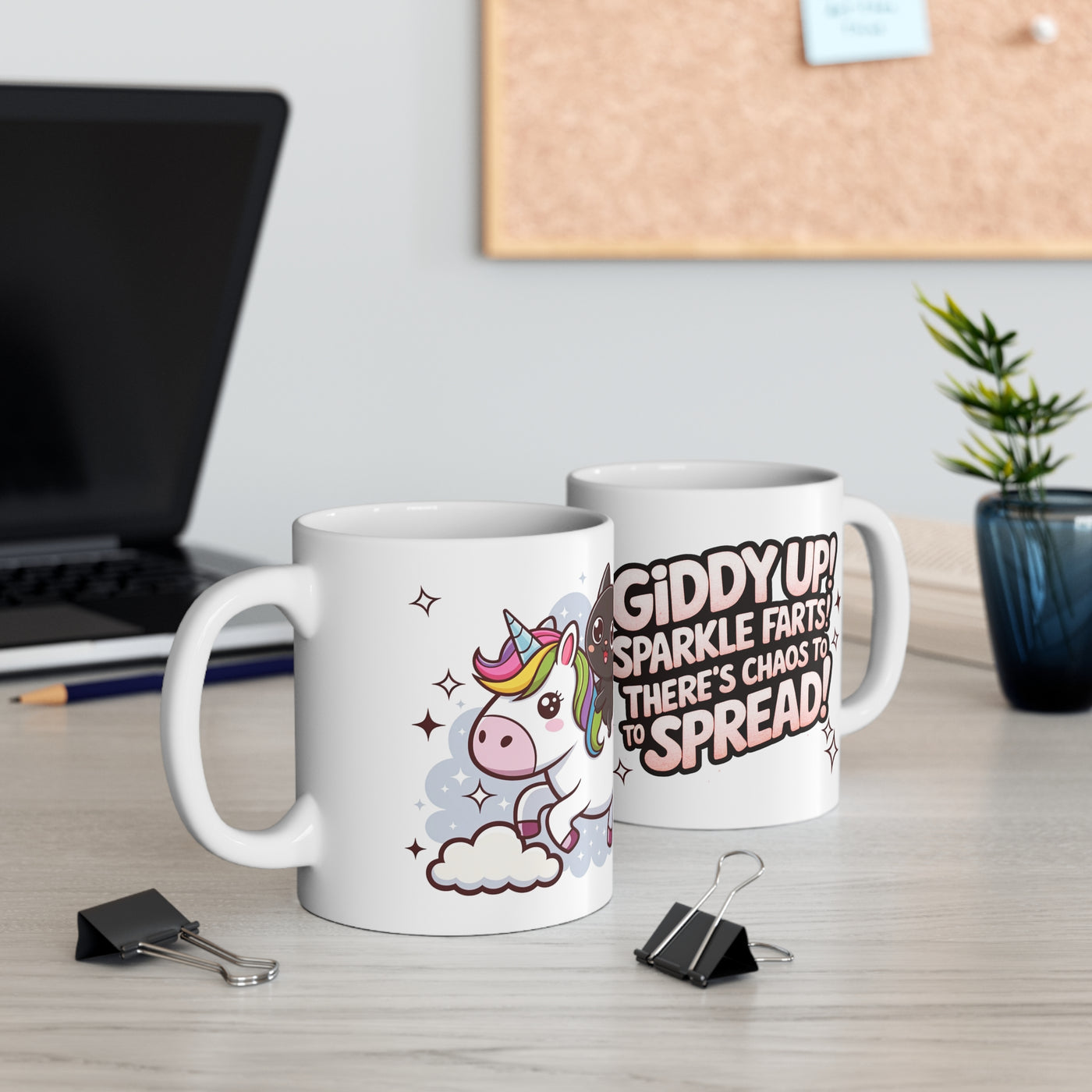 Giddy Sparkles Unicorn Cat Ceramic Coffee Cup - Fun 11oz & 15oz Mugs for Cat Lovers