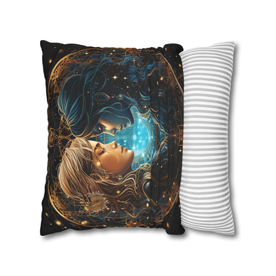 Gemini Zodiac Pillowcase - Mystical Portraits Decorative Cushion Cover