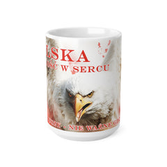 Patriotyczny Kubek Ceramiczny – Polska w Sercu, Biały Orzeł – 11oz/15oz