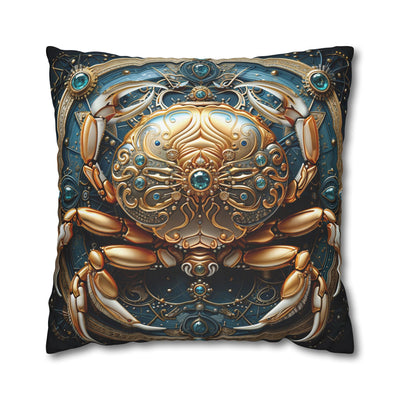 Artistic Cancer Zodiac Poly Canvas Pillowcase - Luxurious Sea-Themed Home Decor