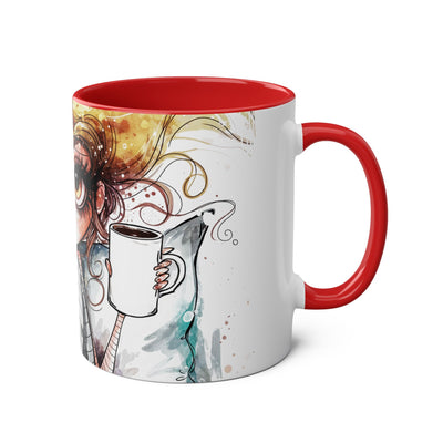 Whimsical Cat Lover's Two-Tone Coffee Mug - 11oz Artistic Design